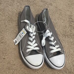 Gray Canvas Sneakers with White Accents
